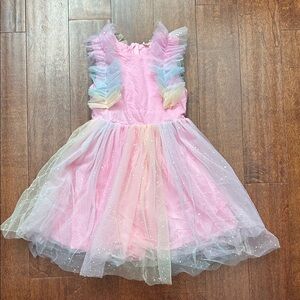 Enchanting Pastel Girl’s Tulle Shimmer Dress, Size 7 (120)